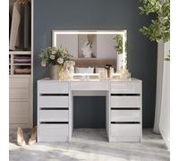 Vicco Coiffeuse Sherry, Blanc/Blanc Brillant, 128.2cm avec Miroir LED