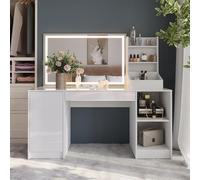 Vicco Coiffeuse Sherry, Blanc/Blanc Brillant, 158.2cm 3 Parties