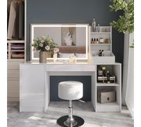 Vicco Coiffeuse Sherry, Blanc/Blanc Brillant, 158.2cm 4 Parties