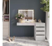 Vicco Coiffeuse Sherry, Blanc/Blanc Brillant, 81.4cm 3 Parties