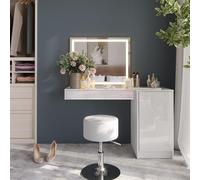 Vicco Coiffeuse Sherry, Blanc/Blanc Brillant, 81.4cm 4 Parties