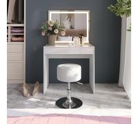 Vicco Coiffeuse Sherry, Blanc/Blanc Brillant, 81.4cm avec Miroir LED et Tabouret