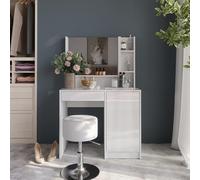 Vicco Coiffeuse Sherry, Blanc/Blanc Brillant, 89.8cm 4 pièces