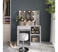 Vicco Coiffeuse Sherry, Blanc/Blanc Brillant, 89.8cm 5 Parties