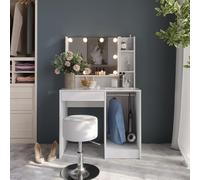 Vicco Coiffeuse Sherry, Blanc/Blanc Brillant, 89.8cm 5 Parties