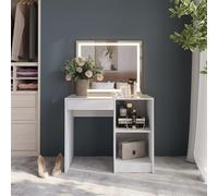 Vicco Coiffeuse Sherry, Blanc/Blanc Brillant, 89.8cm avec Miroir LED