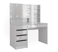 Vicco Coiffeuse Sherry, Blanc, 120cm avec éclairage LED, et étagère Miroir