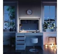 Vicco Coiffeuse Sherry, Blanc/Or, 120cm avec Miroir LED et Tabouret, avec éclairage LED et Tabouret rembourré