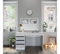 Vicco Coiffeuse Sherry, Blanc/Or, 120cm sans Miroir, 5 tiroirs pour différents Besoins de Rangement