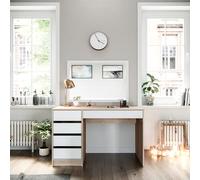 Vicco Coiffeuse Sherry, Blanc/Sonoma, 120cm, 5 tiroirs pour différents Besoins de Rangement