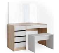 Vicco Coiffeuse Sherry, Blanc/Sonoma, 55cm avec banc Blanc/Sonoma G