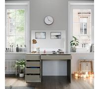 Vicco Coiffeuse Sherry, Grège 120 cm | ✓ Miroir · 5 tiroirs · Sur pied · Aspect sans poignées · Plateau spacieux