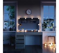 Vicco Coiffeuse Sherry, Grège, 120cm avec chaîne LED, avec éclairage LED et Grand Miroir rectangulaire