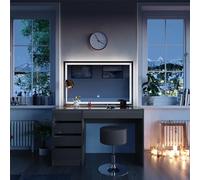 Vicco Coiffeuse Sherry, Gris Haute Brillance, 120 cm avec Miroir LED et Tabouret