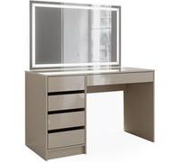 Vicco Coiffeuse Sherry, Gris brillant, 120cm avec miroir LED Gris brillant G