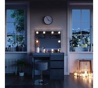 Vicco Coiffeuse Sherry, Gris, 90cm avec éclairage LED et Tabouret