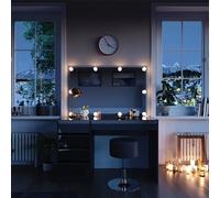 Vicco Coiffeuse Sherry, Noir/Or, 120cm avec éclairage LED et Tabouret, avec éclairage LED et Tabouret Assorti