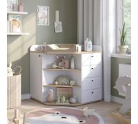 Vicco Commode à Langer Aria, Blanc, 85x90cm avec étagères et tiroirs, Convient comme Table à Langer pour bébés et Tout-Petits