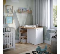 Vicco Commode à Langer Kristian, Chêne Blanc/Force de l'or, 85x77.3cm avec Table à Langer, pour Une Utilisation comme Table à Langer et Espace de Rangement