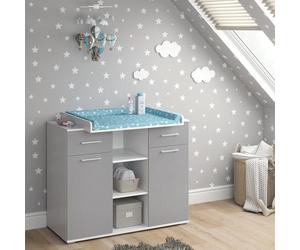 Vicco Commode à Langer Leonie, Gris, 113x109cm, avec Plan à Langer Amovible pour Une Utilisation comme Commode