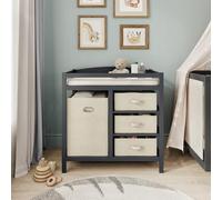 Vicco Commode à Langer Nunjo, Anthracite, 85x87cm | avec tiroirs en tissu, avec plan à langer amovible pour une utilisation flexible