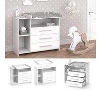 Vicco Commode à Langer Oskar, Blanc, 113x100cm avec 3 Grands tiroirs