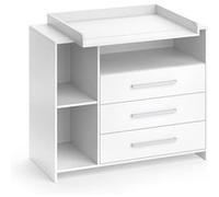 Commode à langer Oskar, 113 x 100 cm avec 3 grands tiroirs, Blanc, Vicco