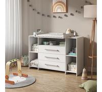 Vicco Commode à Langer Oskar, Blanc, 143x100cm XL avec tiroirs, Convient comme Table à Langer avec Espace de Rangement Extensible