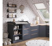 Vicco Commode à Langer Ruben, Anthracite/Chêne Artisan 113 x 93 cm | avec 3 tiroirs