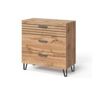 Vicco Commode Amber, Chêne Wotan, 80x82cm avec 3 tiroirs, avec Compartiment de Rangement pour Espace de Stockage supplémentaire