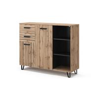 Vicco Commode avec tiroirs Amber, Marron, 38x100cm avec 2 tiroirs et 2 Portes, avec Compartiment de Rangement pour Espace de Stockage supplémentaire