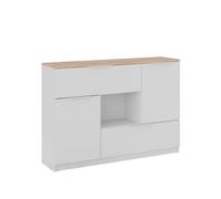 Vicco Commode avec tiroirs Betti, Blanc/Sonoma, 120x83.6cm 2X Porte, 2X tiroir et 1x Compartiment Ouvert