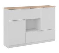 Vicco Commode avec tiroirs Betti, Blanc/Sonoma, 120x83.6cm 2X Porte, 2X tiroir et 1x Compartiment Ouvert