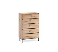 Vicco Commode avec tiroirs "Elvano", Chêne/Noir 79.2 x 120 cm | avec 5 tiroirs