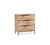 Vicco Commode avec tiroirs "Elvano", Chêne/Noir 79.2 x 85 cm | avec 3 tiroirs