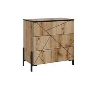 Vicco Commode avec tiroirs Hatto, Chêne, 78x76.8cm avec 3 tiroirs, adapté au Rangement et au Stockage dans la Chambre à Coucher
