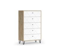 Vicco Commode avec tiroirs Nizza, Artisan/Blanc, 80.2x127.4cm avec 5 tiroirs
