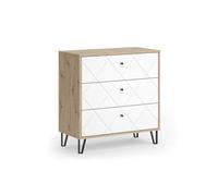 Vicco Commode avec tiroirs Nizza, Artisan/Blanc, 80.2x82.6cm avec 3 tiroirs