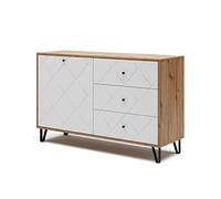 Vicco Commode avec tiroirs "Nizza", Chêne Artisan 128 x 78 cm | pour une utilisation comme surface de rangement à côté du lit