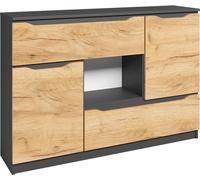 Vicco commode avec tiroirs Ruben, 120 x 84 cm avec tiroirs, Anthracite/Chêne de force doré