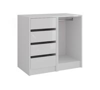 Vicco Commode avec tiroirs Sherry, Blanc/Blanc Brillant, 80.2x76cm 2 Parties
