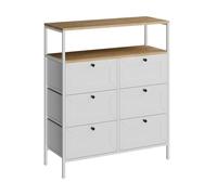 Vicco Commode Belaro, Blanc, 80x95cm 6 tiroirs, Convient pour Le Rangement des ustensiles de Cuisine et de la Vaisselle