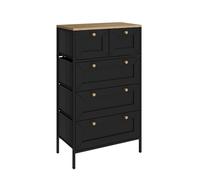 Vicco Commode Belaro, Noir, 56x95cm avec 5 tiroirs