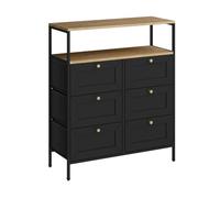 Vicco Commode Belaro, Noir, 80x95cm avec 6 tiroirs, Convient pour Le Rangement des ustensiles de Cuisine et de la Vaisselle