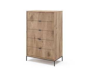 Vicco Commode Eliza, Chêne Viking, 76x120cm | avec 5 tiroirs, pour le rangement et l’utilisation dans la chambre ou le couloir
