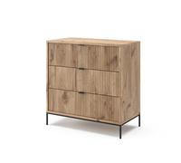 Vicco Commode Eliza, Chêne Viking, 80x81.2cm avec 3 tiroirs, pour Le Rangement et l’Organisation dans Le Salon ou la Chambre