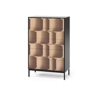 Vicco Commode Eliza, Noir/chêne, 76x120cm avec 5 tiroirs