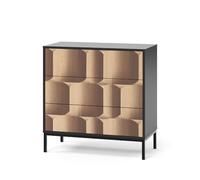 Vicco Commode Eliza, Noir/chêne, 80x81.2cm avec 3 tiroirs