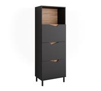 Vicco Commode Marelle, Anthracite/Artisan, 60x169.5cm avec 4 Compartiments, pour Le Rangement des vêtements et des Articles ménagers