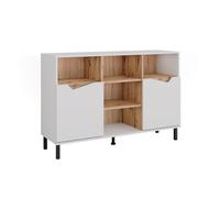 Vicco Commode Marelle, Blanc/Artisan, 120x81.3cm avec 2 Portes, pour Le Rangement de vêtements, de Livres ou d’Objets ménagers